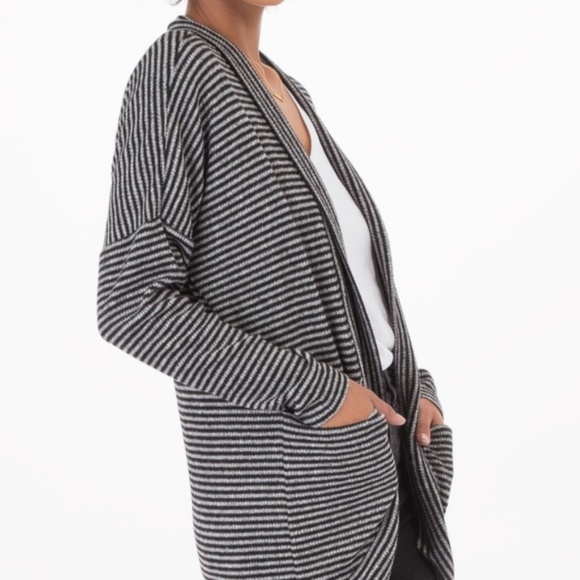 Z Supply Sweaters - Z Supply Stripped Bruched Rip Cardigan Duster SZ L